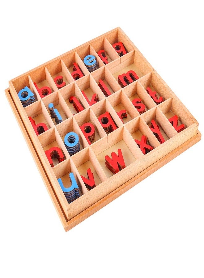 Kghios Montessori Wood Small Movable Alphabet with Box and Large Mat Preschool Spelling Learning Language Materials Toys (Red & Blue) - Image 5